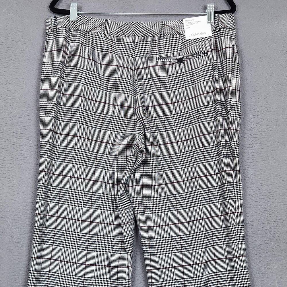 Calvin Klein Dress Pants Womens 12 Gray Plaid Modern Fit Slim Tapered Stretch - Picture 9 of 16